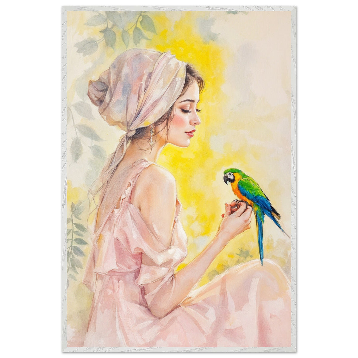 Grace in Bloom - Feminine Portrait with Tropical Flair - - Framed Posters