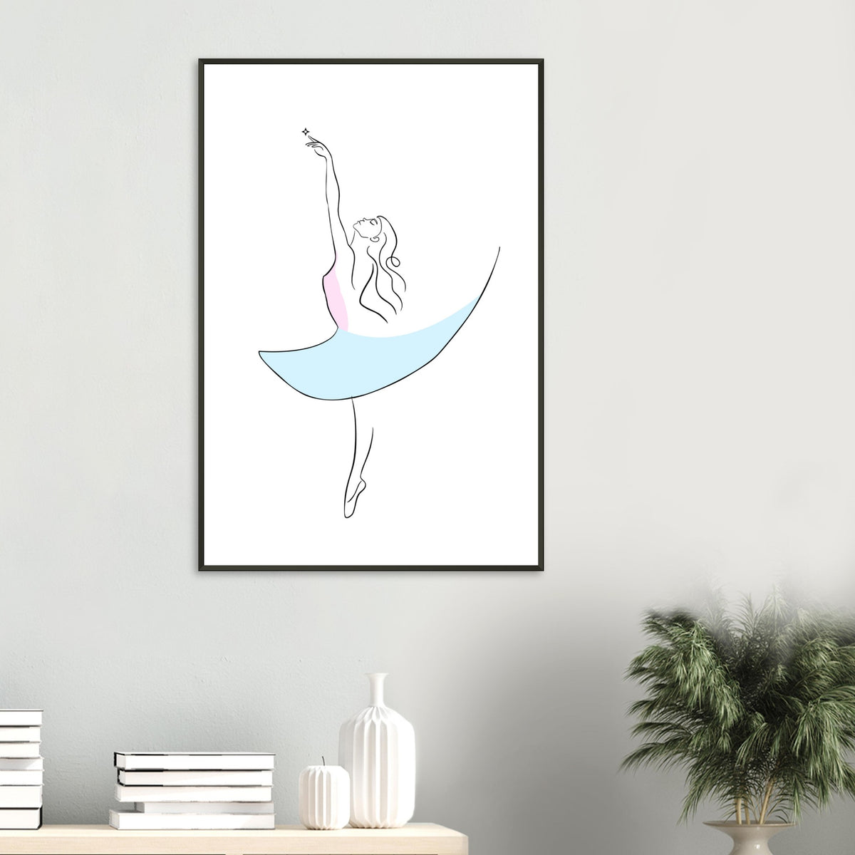 Graceful Dance - Minimalist Ballerina - - Metal Framed Posters