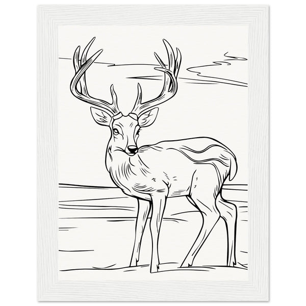 Elegance in Nature - Deer in Line - 15x20 cm 6x8″ White frame - Wooden Framed Posters