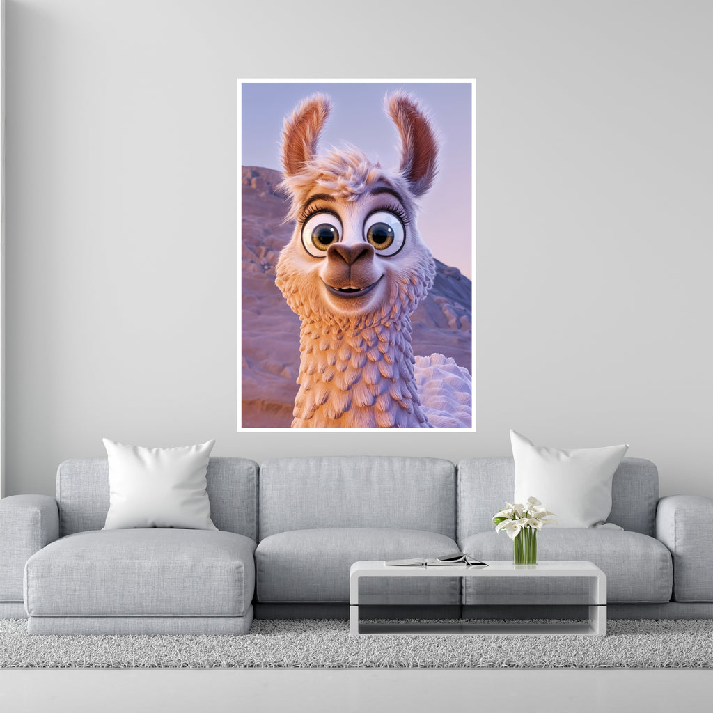 Whimsical Llama Smile Art - - Framed Posters