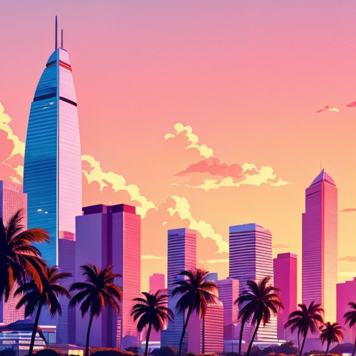 Skyline Dreams at Sunset - - Posters