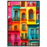 Vibrant Dreams - Colorful Cityscape Art - 70x100 cm 28x40″ Black frame - Wooden Framed Poster