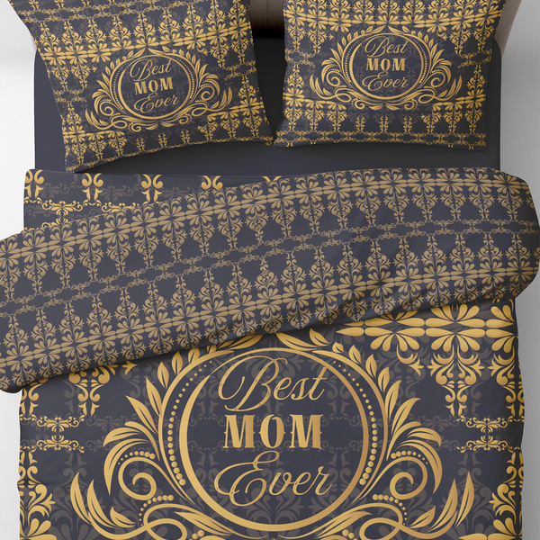 Black & Gold Sophistication - Best Mom Ever Bed Set - - Home Decor