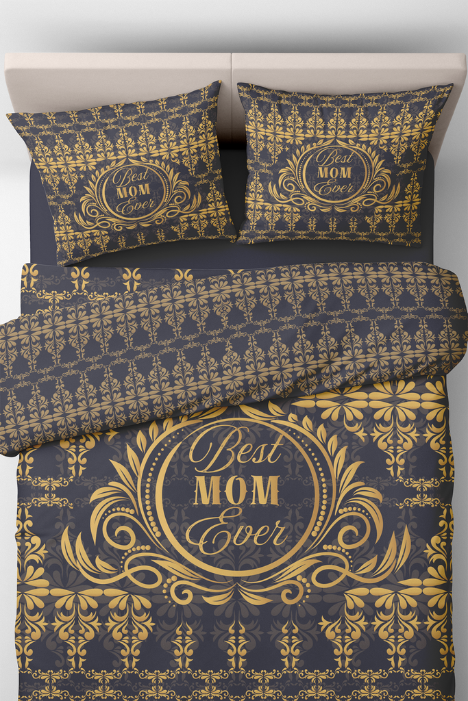 Black & Gold Sophistication - Best Mom Ever Bed Set - - Home Decor