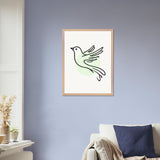 Grace in Flight - Bird Line Art Wooden Framed Poster - 45x60 cm 18x24″ Wood frame - Wooden Framed Posters