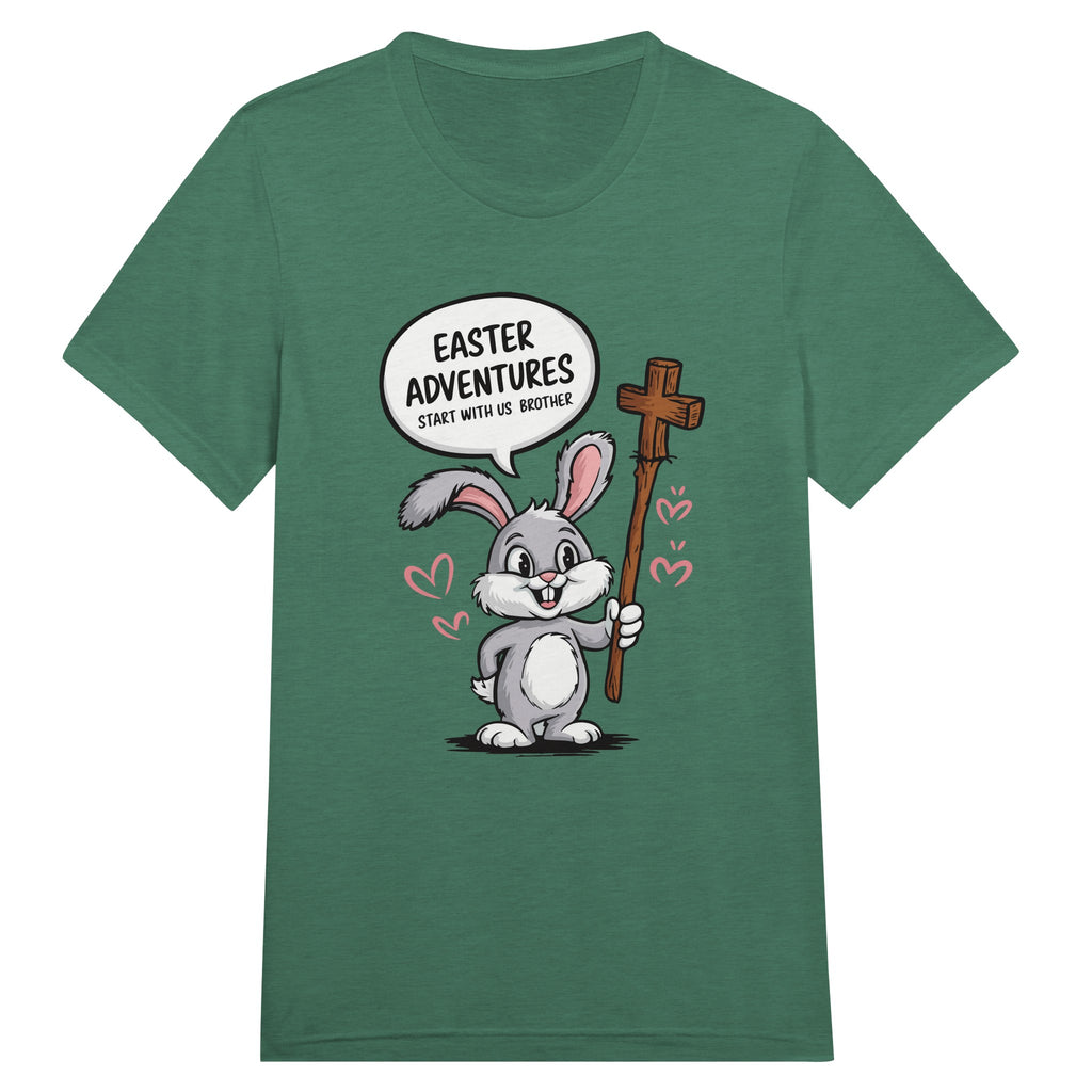 Easter Adventures Begin with Brother – Fun T-Shirt - Grass Green Triblend - T-Shirt