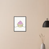 Cupcake Delight - Minimalist Pink Frosting Art - - Wooden Framed Posters