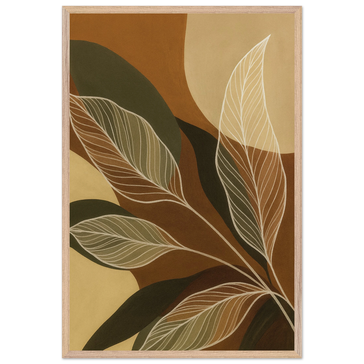 Nature’s Flow – Abstract Botanical Wooden Frame Art Gift - Wood frame - Wooden Framed Posters
