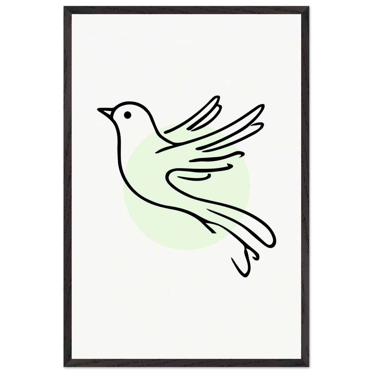 Grace in Flight - Bird Line Art Wooden Framed Poster - - Wooden Framed Posters