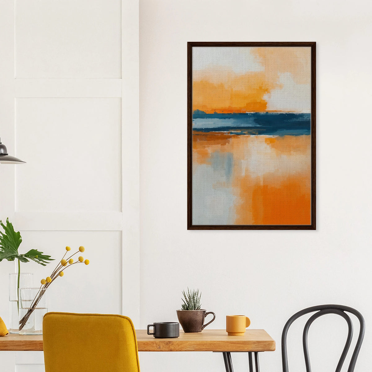 Gift a Bold Horizon – Abstract Framed Canvas - Dark wood frame - Canvas