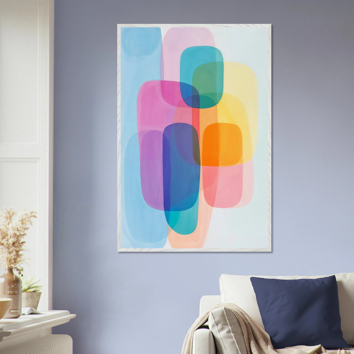 Modern Glow – Color Flow Poster for Creatives - White frame - Wooden Framed Posters