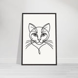 Timeless Cat Line Art - Natural Wood Framed Elegance - 60x90 cm 24x36″ Black frame - Wooden Framed Posters