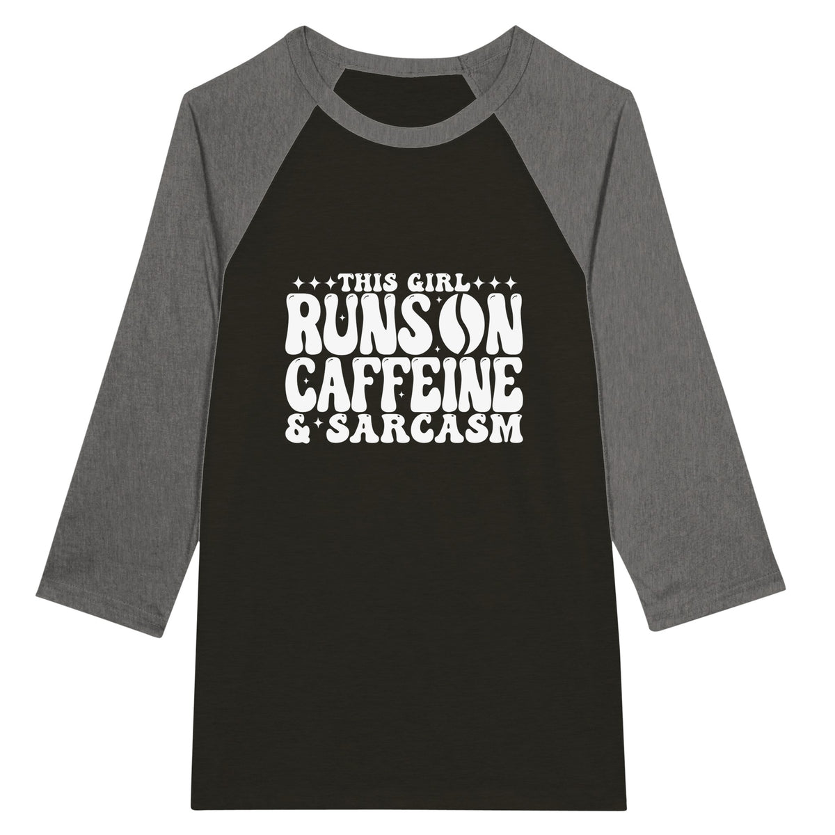 Caffeine & Sarcasm Raglan - For the Bold and Witty - Black Deep Heather - T-shirts