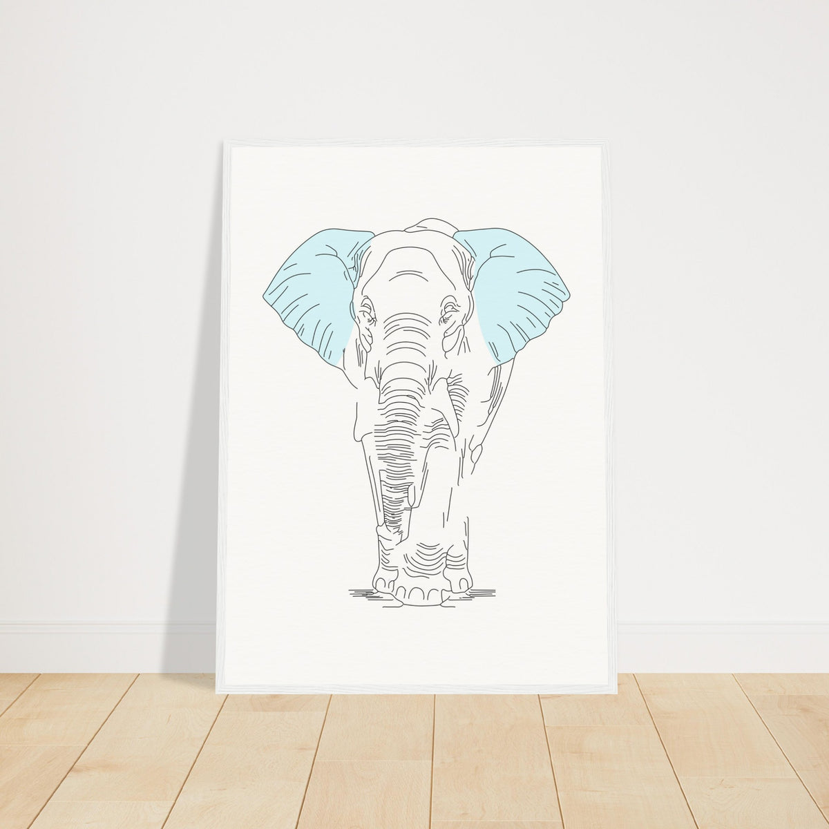 Sublime Serenity - Elephant in Pastel - 50x70 cm 20x28″ White frame - Wooden Framed Posters