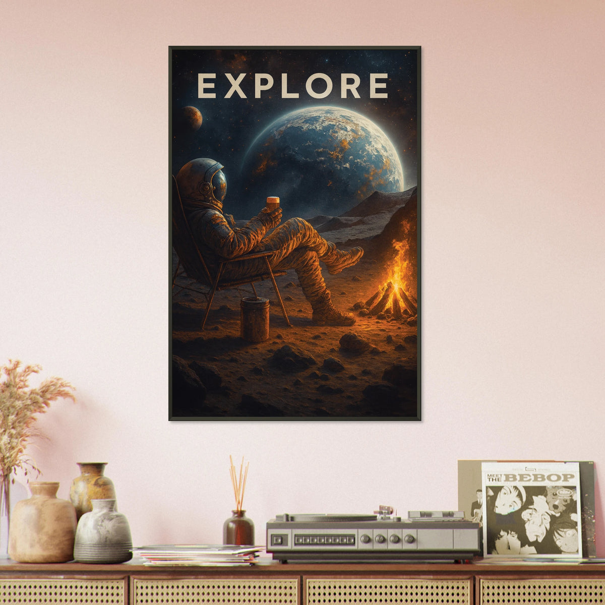 Explore Space Campfire – Metal Framed Poster Gift - - Metal Framed Posters