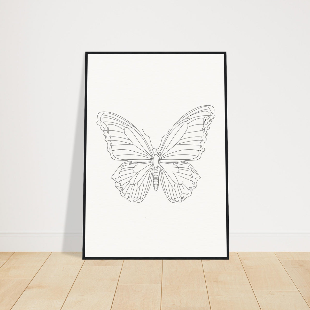 Butterfly Grace - Framed Minimalist Art - 70x100 cm 28x40″ Black frame - Wooden Framed Posters