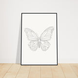 Butterfly Grace - Framed Minimalist Art - 70x100 cm 28x40″ Black frame - Wooden Framed Posters