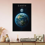 Blue Planet Gift – Metal Framed Poster of Earth & Moon - - Metal Framed Posters