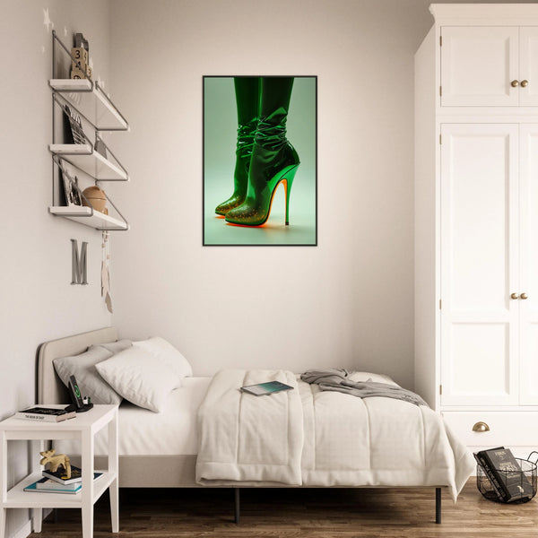Glam Green Boots Poster – Gift for Fashion Lovers - Default Title - Metal Framed Posters