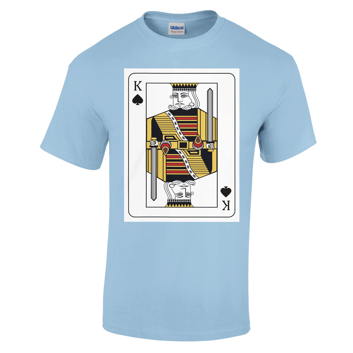 Playing Cards- K- Heavyweight Unisex Crewneck T-shirt - Light Blue L Spades - Print Material