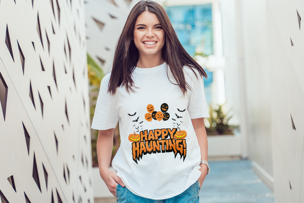 Festive Frights, - Happy Haunting Halloween Tee - - T-shirts