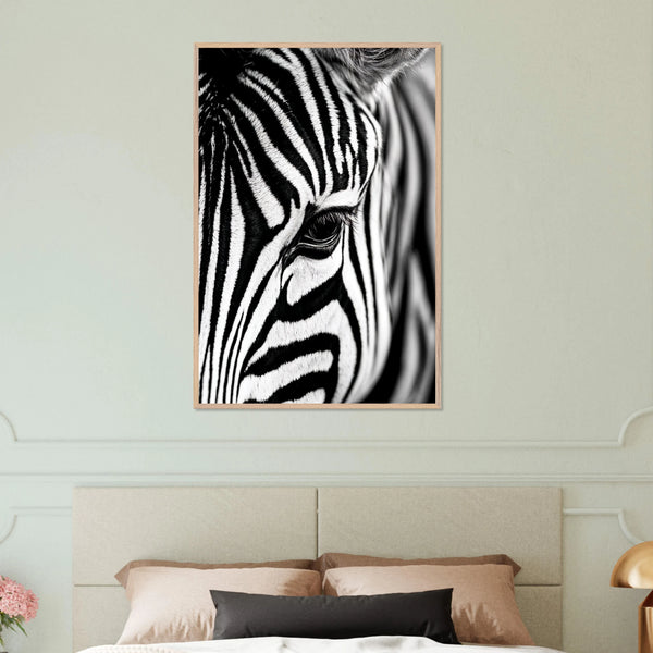 Monochrome Elegance – Zebra Wooden Poster Gift - Wood frame - Wooden Framed Posters
