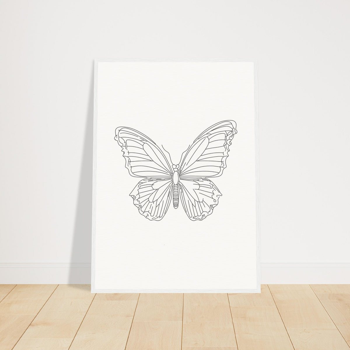 Butterfly Grace - Framed Minimalist Art - 50x70 cm 20x28″ White frame - Wooden Framed Posters