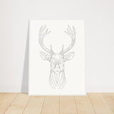 Nature's Grace - Deer Illustration - 60x80 cm 24x32″ White frame - Wooden Framed Posters