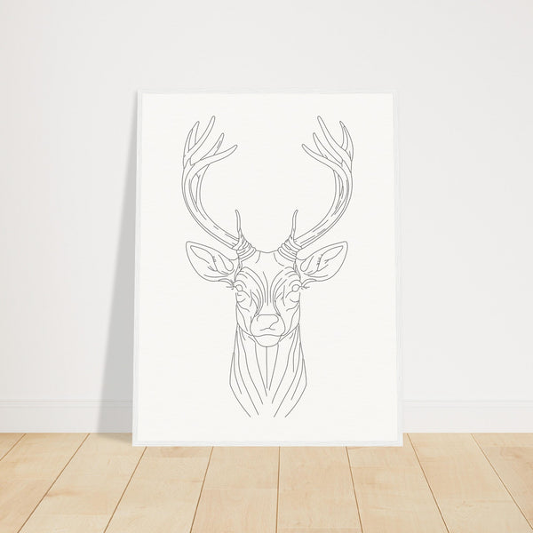 Nature's Grace - Deer Illustration - 60x80 cm 24x32″ White frame - Wooden Framed Posters