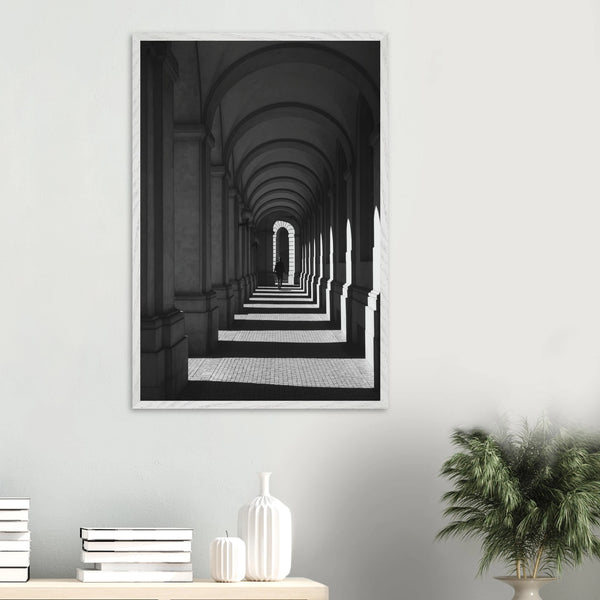 Wooden Framed Poster – Minimalist Architecture Gift - White frame - Wooden Framed Posters
