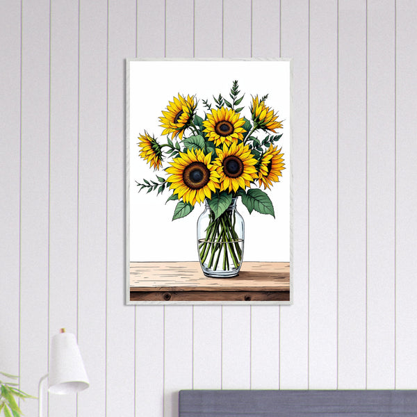 Golden Blooms - Sunflower Bouquet Wall Art - - Framed Posters