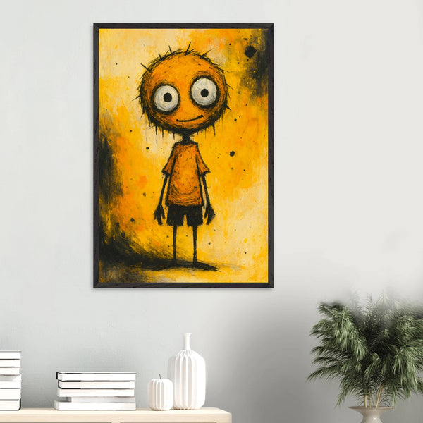 Cartoon Smile Wooden Framed Poster for Joyful Gifting - Black frame - Wooden Framed Posters