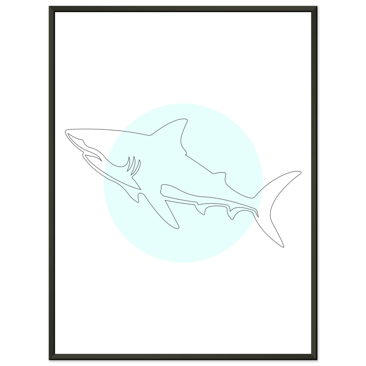 Majestic Shark - Minimalist Line Art - 60x80 cm 24x32″ - Metal Framed Posters