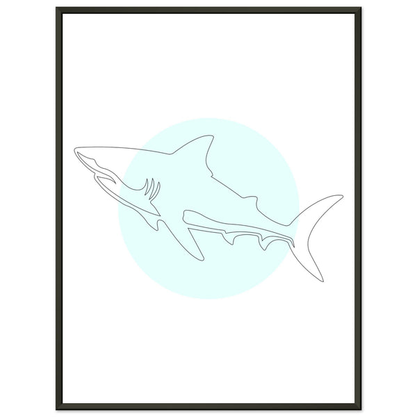 Majestic Shark - Minimalist Line Art - 60x80 cm 24x32″ - Metal Framed Posters