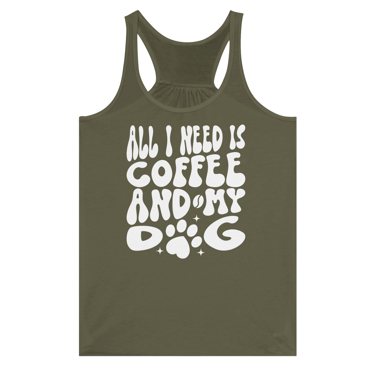 Coffee and Canines - My Perfect Pair - Military Green - Tank Tops