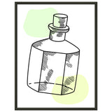 Vintage Charm - Line Art Bottle with Pastel Accents - 45x60 cm 18x24″ - Metal Framed Posters