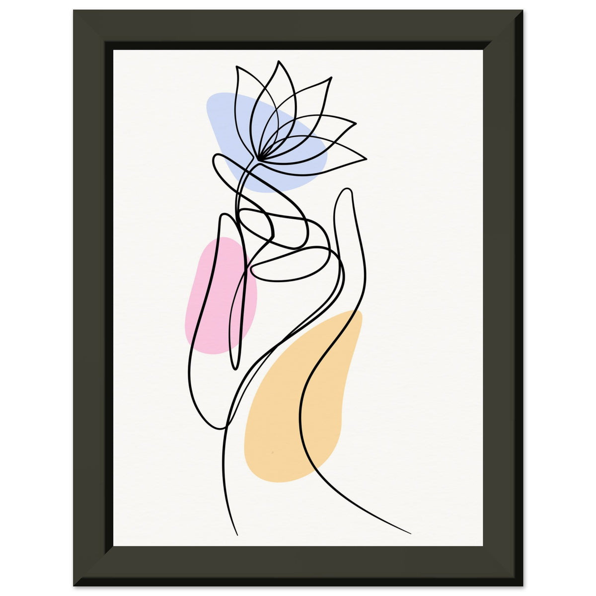 Serenity in Lines - Contemporary Floral Art - 15x20 cm 6x8″ - Metal Framed Posters