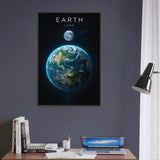 Blue Planet Gift – Metal Framed Poster of Earth & Moon - - Metal Framed Posters