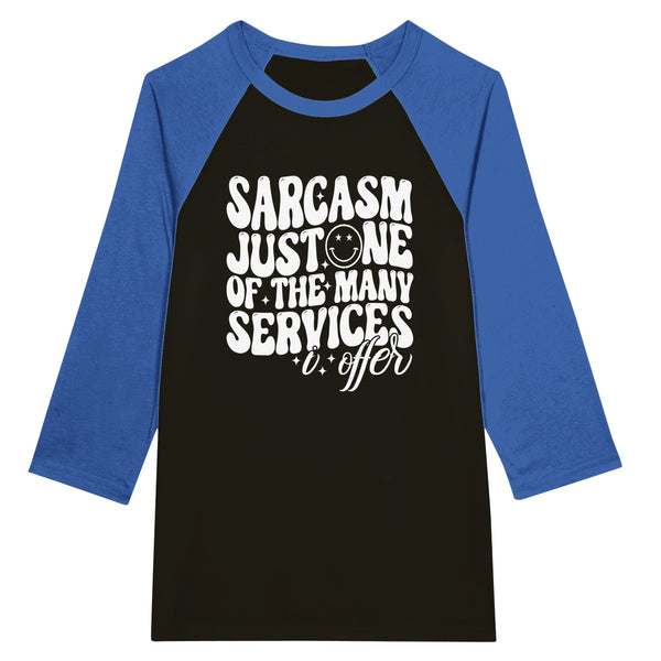 Embrace Sarcasm - Wear Your Wit with Our Unisex Raglan T-shirt! - Black and True Royal - T-shirts