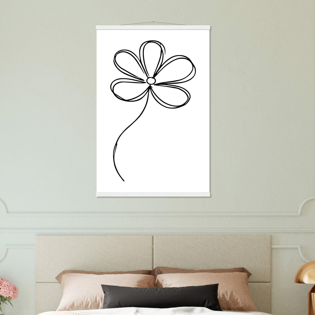 Sophisticated Minimalism - Magnetic Flower Poster - 60x90 cm 24x36″ White wall hanger - Posters With Hanger