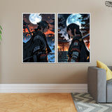 Samurai Silhouettes at Dusk - - Framed Posters