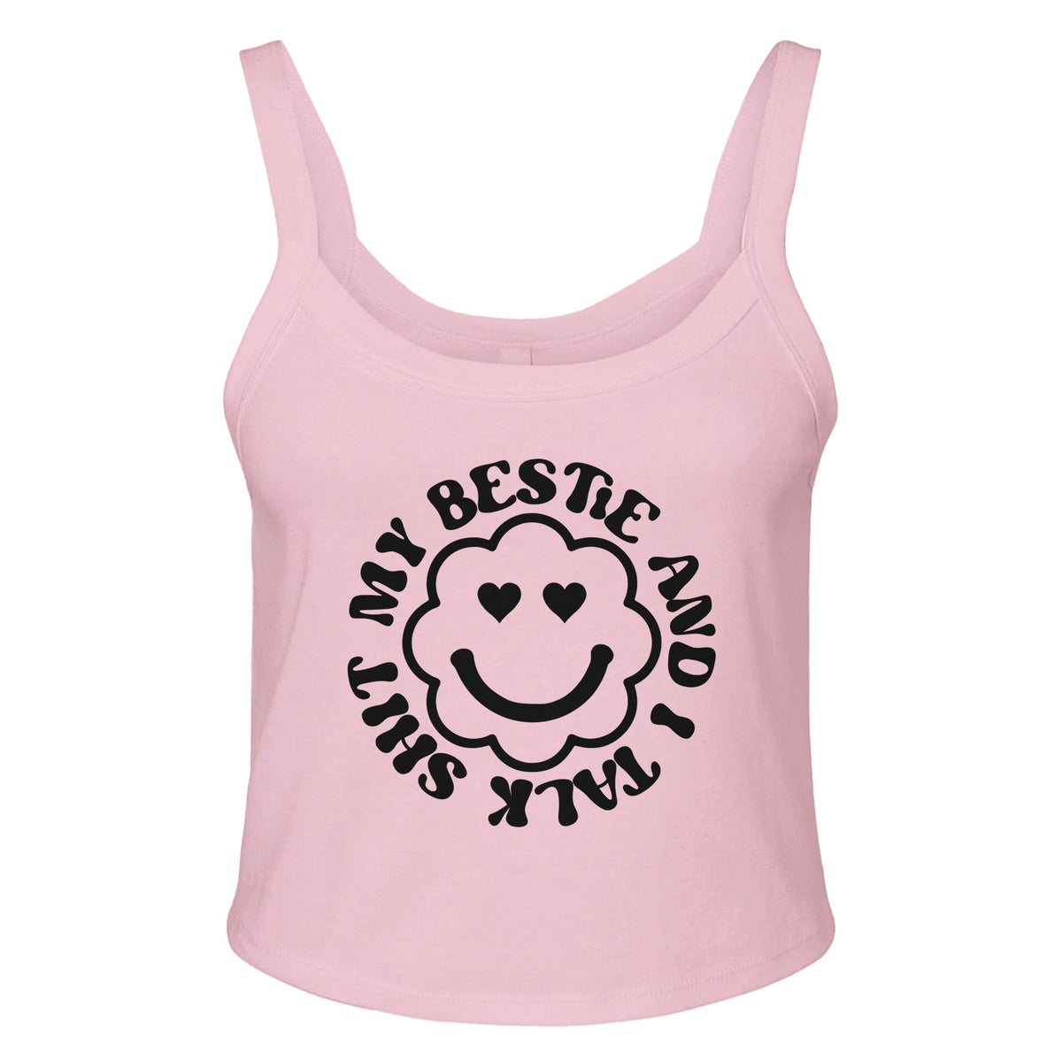 Friendship Chronicles - 'My Bestie and I Talk Shit' Cotton Comfort - solid pink blend - Tank Tops