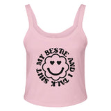 Friendship Chronicles - 'My Bestie and I Talk Shit' Cotton Comfort - solid pink blend - Tank Tops