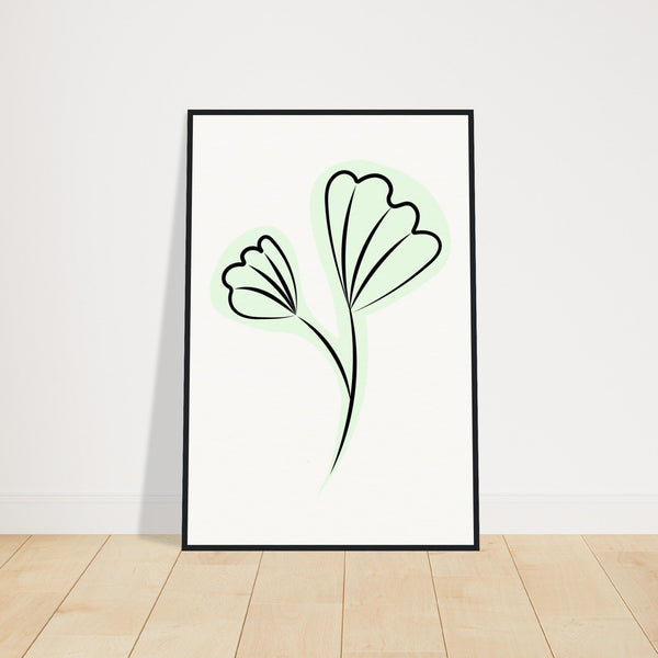 Elegant Floral Essence - Wooden Framed Art - 60x90 cm 24x36″ Black frame - Wooden Framed Posters