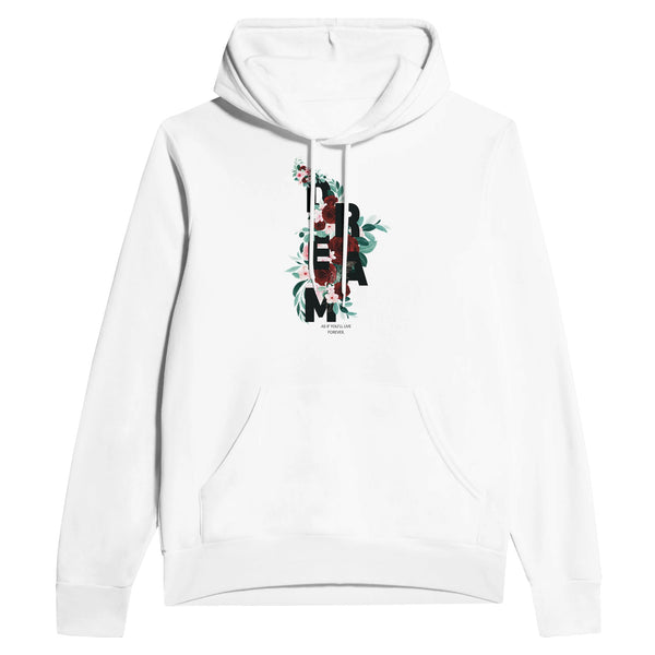 Floral Dreams - Live Forever - White - Pullover Hoodies