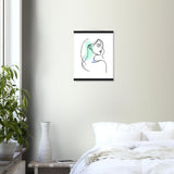 Elegance in Line - Minimalist Female Profile Art with Wooden Hangers - - Posters With Hanger