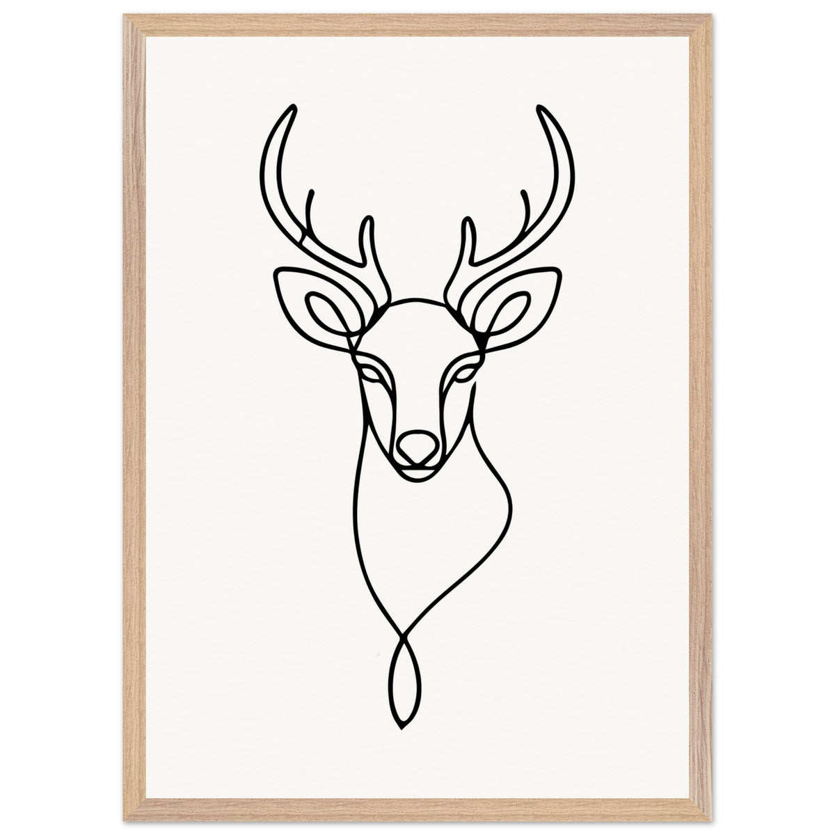 Nature's Outline - Elegant Deer in Wooden Frame - 50x70 cm 20x28″ Wood frame - Wooden Framed Posters