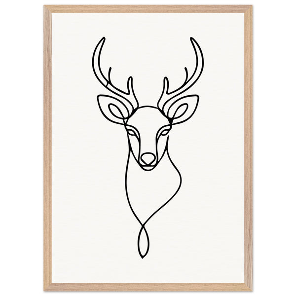 Nature's Outline - Elegant Deer in Wooden Frame - 50x70 cm 20x28″ Wood frame - Wooden Framed Posters