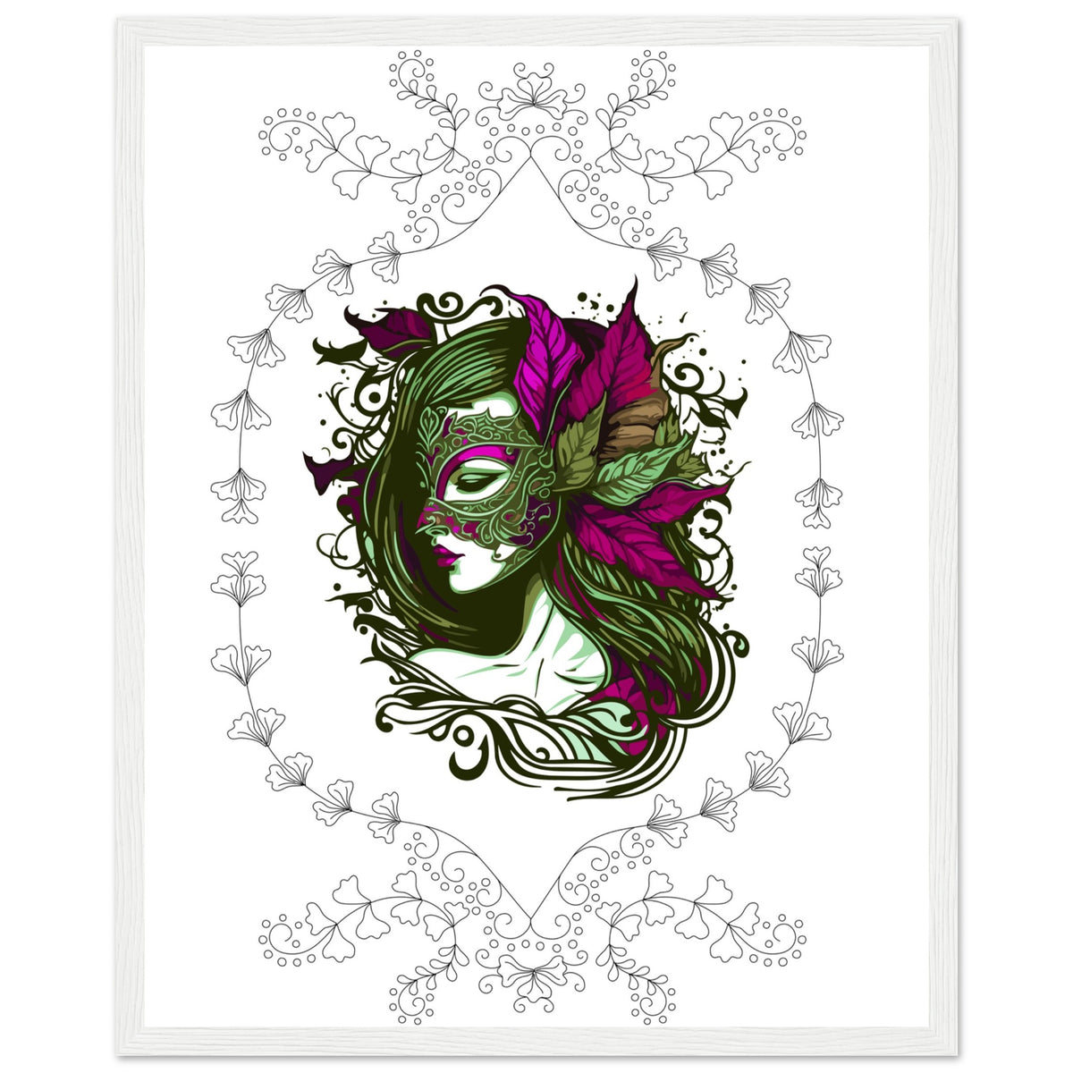 Masked Enchantment - Deluxe Framed Poster - 40x50 cm 16x20″ White frame - Framed Posters