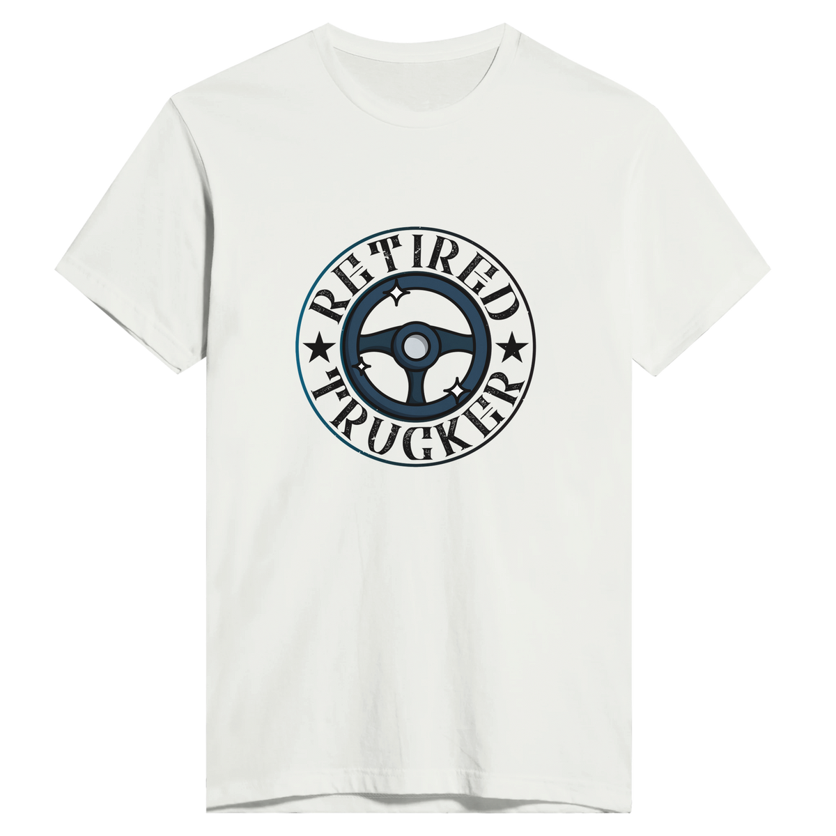 On the Open Road - Retired Trucker Tee - White - Print Material